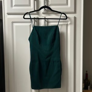 Super down green mini dress